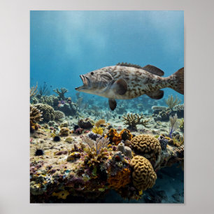 Poster Arte de Pesca de Floridian Man Gag Grouper Recife