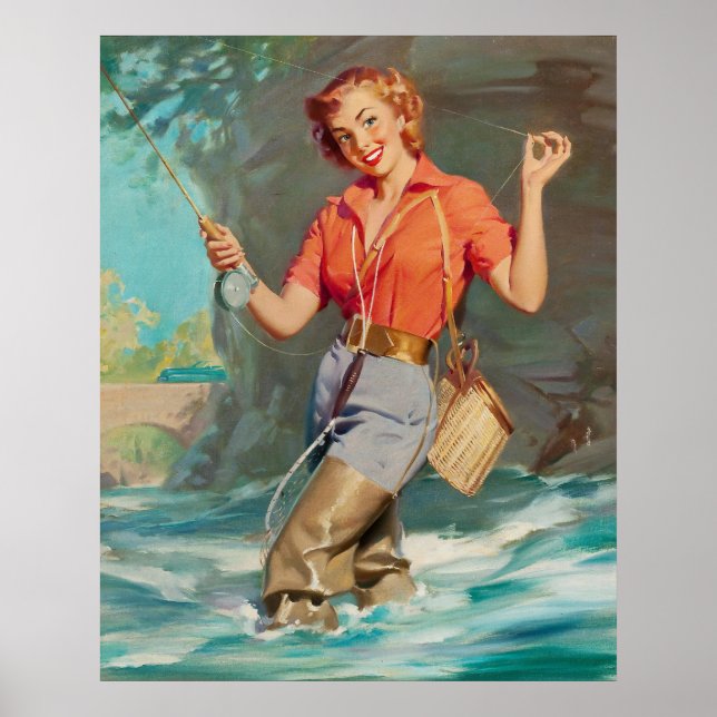 Poster Arte De Pesca De Voo Pin-Up (Frente)