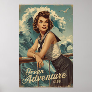 Poster Arte de Pin-Up de Marinheiro dos Anos 1950 – Cruze