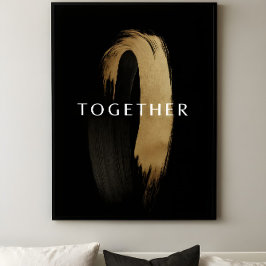 Poster Arte de Pincelada Abstrata TOGETHER Dourada para C