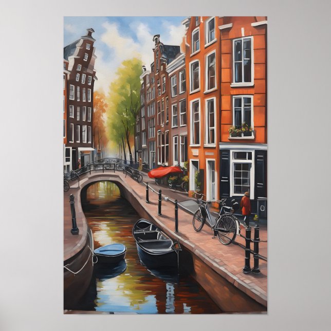 Poster Arte de pintura a óleo de Amsterdã (Frente)