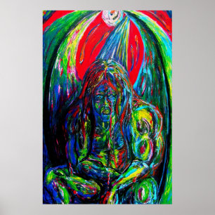 Poster Arte de Pintura a Óleo de Homem Abstrato Colorido