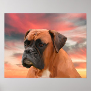 Pôster Arte de pintura a óleo em aquarela de cachorro Box