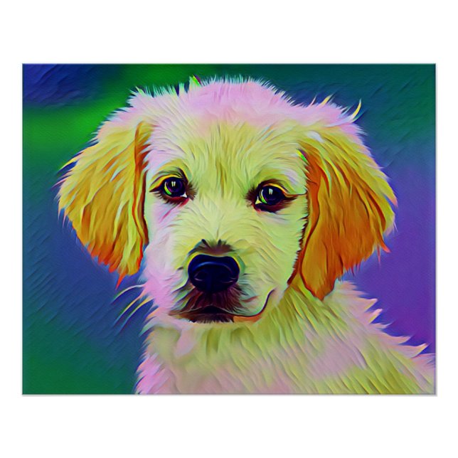 Pôster Arte de pintura de cachorro branco-56742 (Frente)