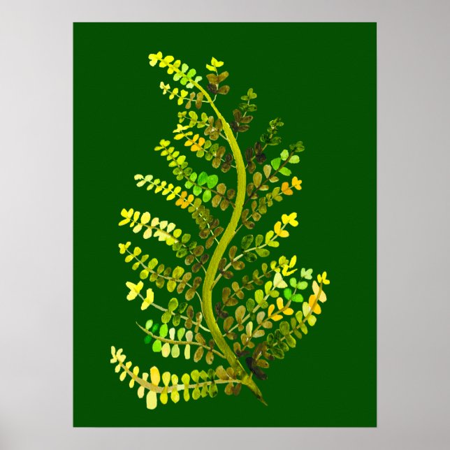 Poster Arte de planta de folha de samambaia verde (Frente)