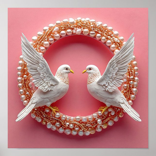 Poster Arte de pombas de casamento (Frente)