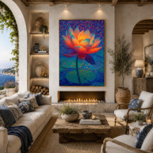 Arte de Pontilhismo de Flor de Lótus Radiante