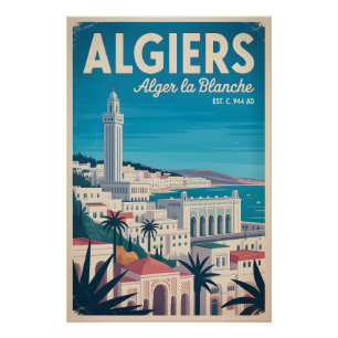 Pôster Arte de Poster de Viagem Retro Argel Argélia
