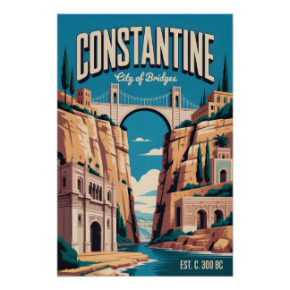 Pôster Arte de Poster de Viagem Retro Constantine Argélia