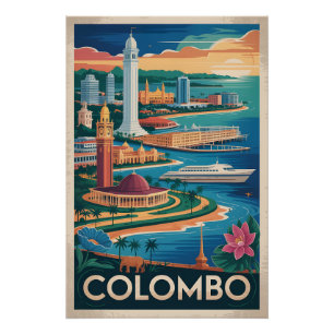 Pôster Arte de Poster de Viagem Retro de Colombo Sri Lank