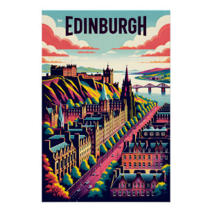 Pôster Arte de Poster de Viagem Retro de Edimburgo Escóci