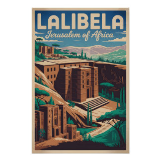 Pôster Arte de Poster de Viagem Retro Lalibela Etiópia