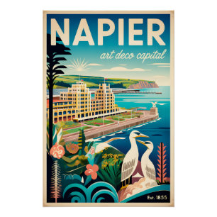 Pôster Arte de Poster de Viagem Retro Napier Nova Zelândi