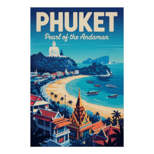 Pôster Arte de Poster de Viagem Retro Phuket Tailândia
