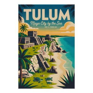 Pôster Arte de Poster de Viagem Retro Tulum México