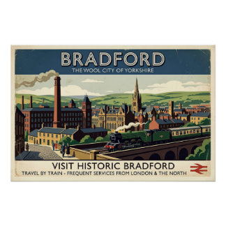 Pôster Arte de Poster de Viagem Retro Vintage Bradford Yo