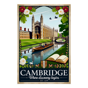 Pôster Arte de Poster de Viagem Retrospetivo de Cambridge