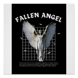 Pôster Arte de Poster Gótico de Anjo Caído Estética Sombr