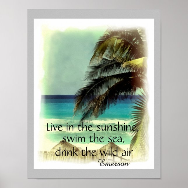 Poster arte de praia Emerson cita ao vivo no sol (Frente)
