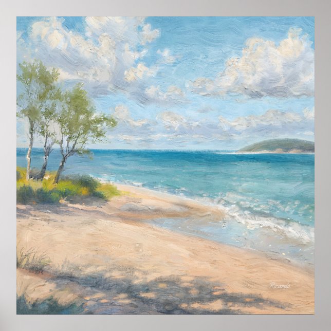 Poster Arte de praia fina brisa costeira (Frente)