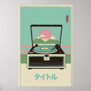 Poster Arte de Prato Giratório Retro Japonês de Meados do