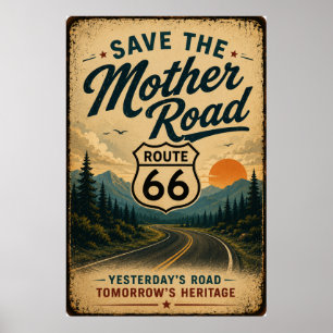 Poster Arte de Preservação da Estrada Heritage da Rota 66