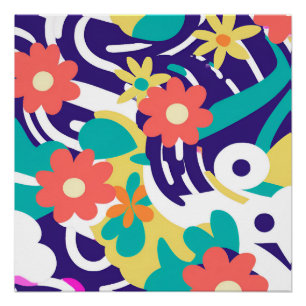 Pôster Arte de Primavera para Nostalgia Vibrante de Flor