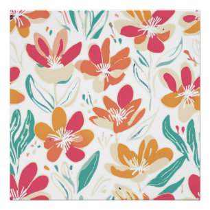 Pôster Arte de Primavera para Nostalgia Vibrante de Flor