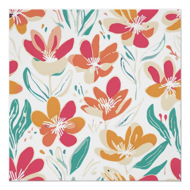 Pôster Arte de Primavera para Nostalgia Vibrante de Flor  (Frente)