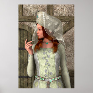 Poster Arte de Princesa Medieval Vintage Renascença
