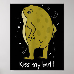 Poster Arte de Rã Cottagecore Beije Meu Traseiro Rã Engra