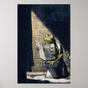 Poster Arte de Rã Divertida - Parede de Banheiro Humoríst