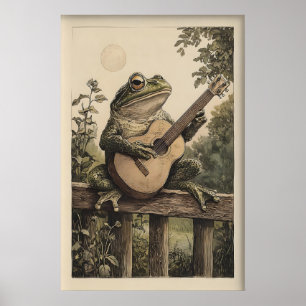 Poster Arte de rã vintage, Rã vitoriana se divertindo