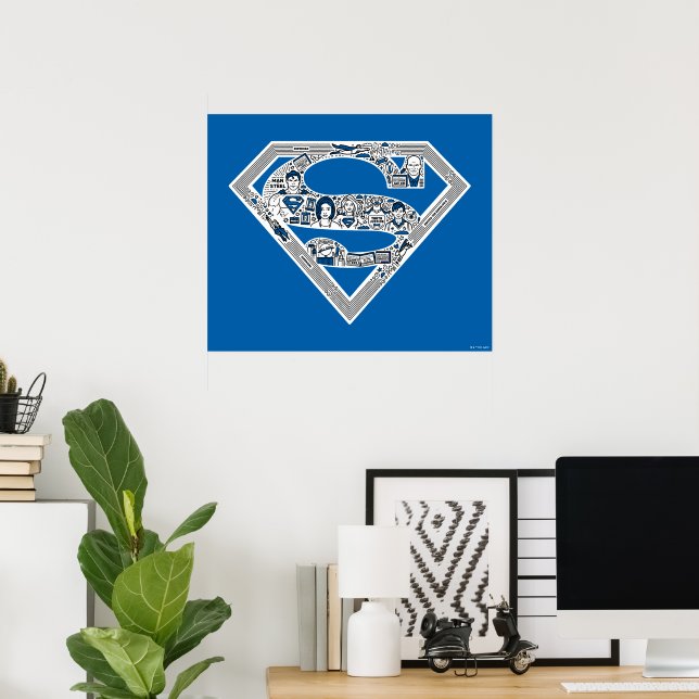 Poster Arte de rabisco do logotipo Super-Homem (Escritório em casa)