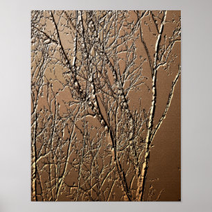 Poster Arte de Ramificações de Árvore de Textura Esculpid