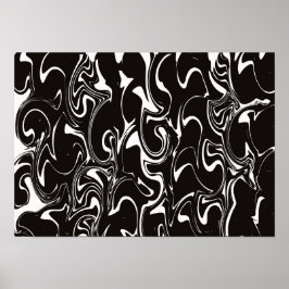 Poster Arte de Redemoinho Abstrato - Preto e Branco