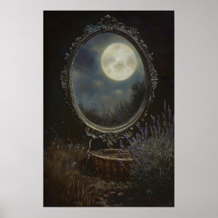 Poster Arte de Reflexão da Lua Mística Academia Sombria