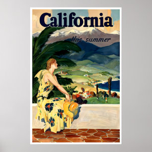 Poster Arte de Reprodução de Pintura da Califórnia em Car