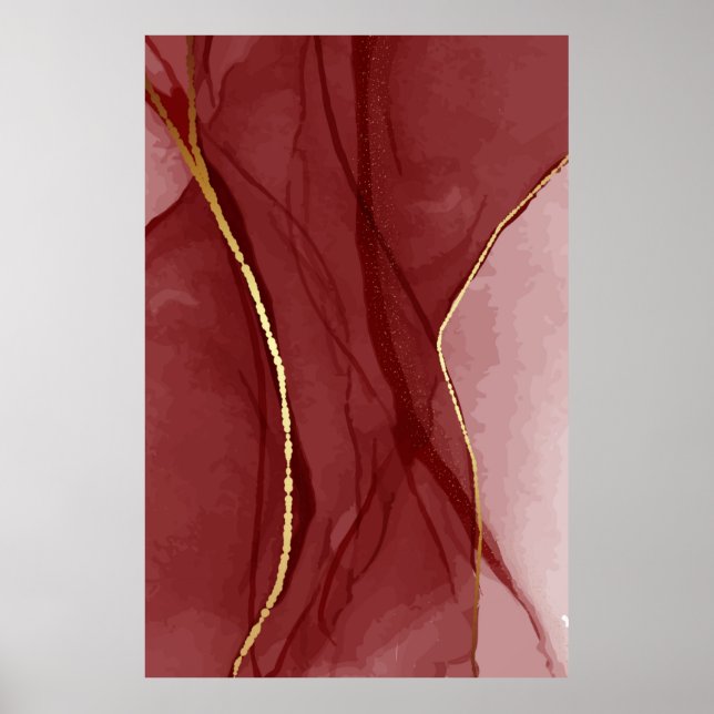 Poster Arte de resina, fundo abstrato de marsala vermelho (Frente)