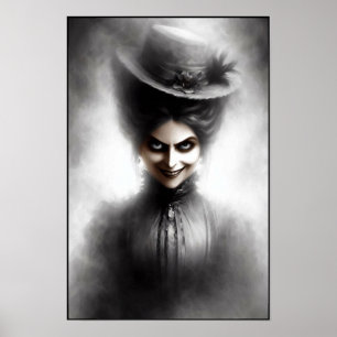 Poster Arte de retrato assustador da era vitoriana
