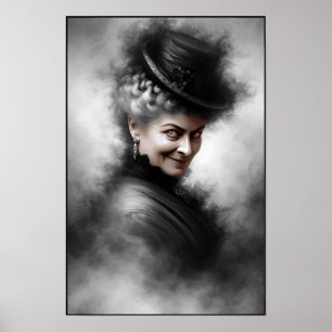 Poster Arte de retrato de mulher vitoriana misteriosa e a