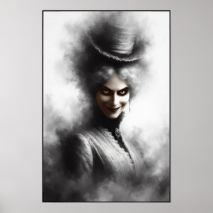 Poster Arte de retrato de mulher vitoriana misteriosa e a