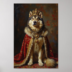 Poster Arte de Retrato do Malamute Real do Alasca