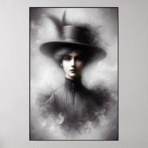 Poster Arte de retrato feminino misterioso da era vitoria