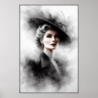 Arte de retrato feminino misterioso dos anos 1940