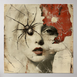 Poster Arte de retrato surrealista gótico vintage de aran