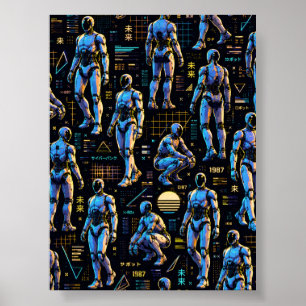 Poster Arte de Robô Humanoide Futurista Android de Ficç