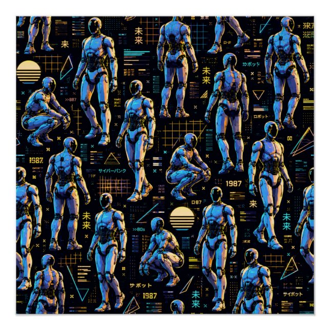 Pôster Arte de Robô Humanoide Futurista | Android de Ficç (Frente)