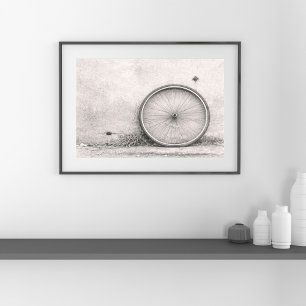 Poster Arte de Roda de Bicicleta Preto e Branco – Minimal