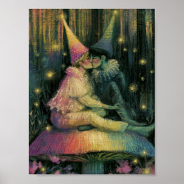 Poster Arte de Romance de Conto de Fadas de Cogumelo da F